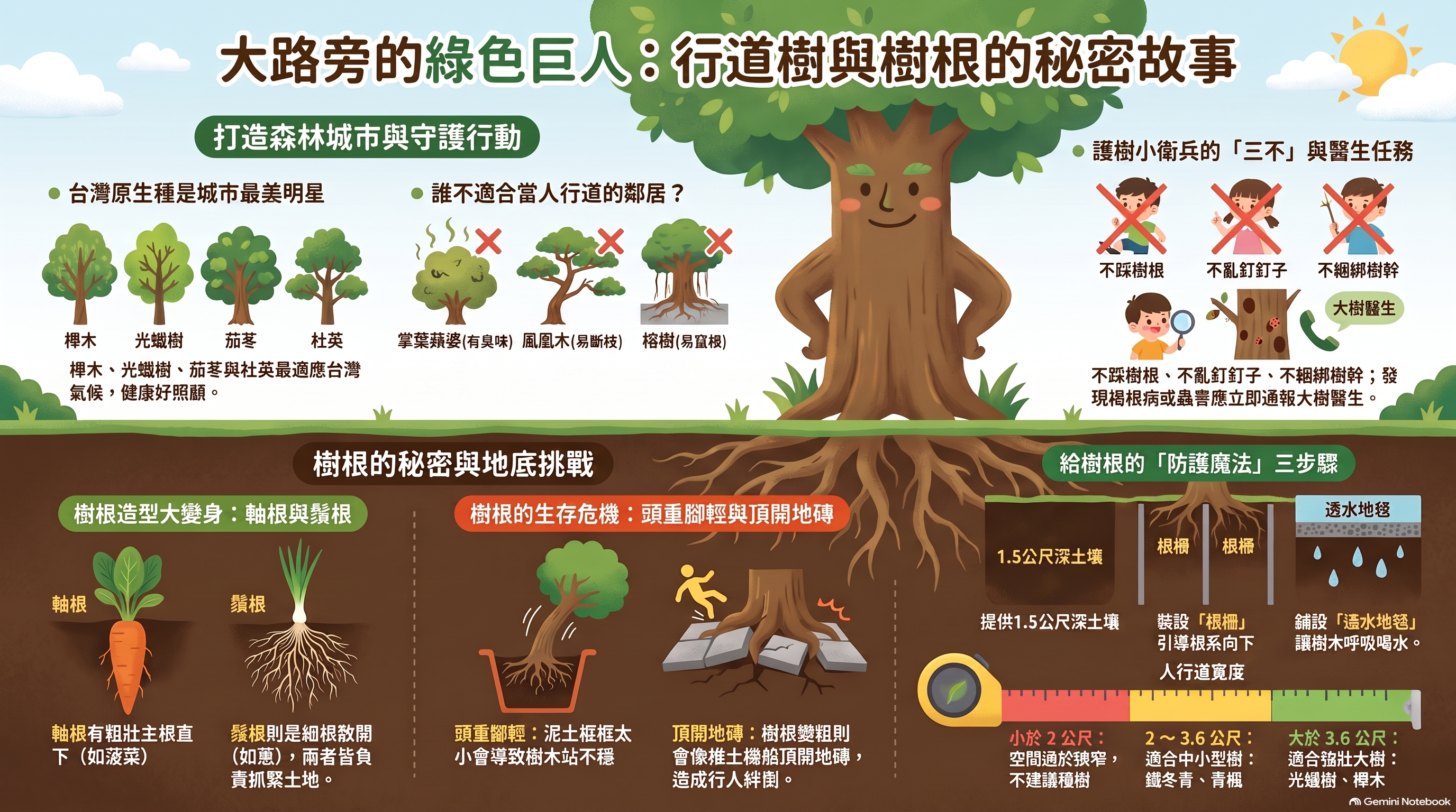 行道樹與樹根秘密故事